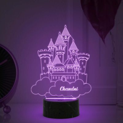 3D Illusion Princess House Night lamp with Automatic Color Changing Light Customized with Name Gift for Children Girls